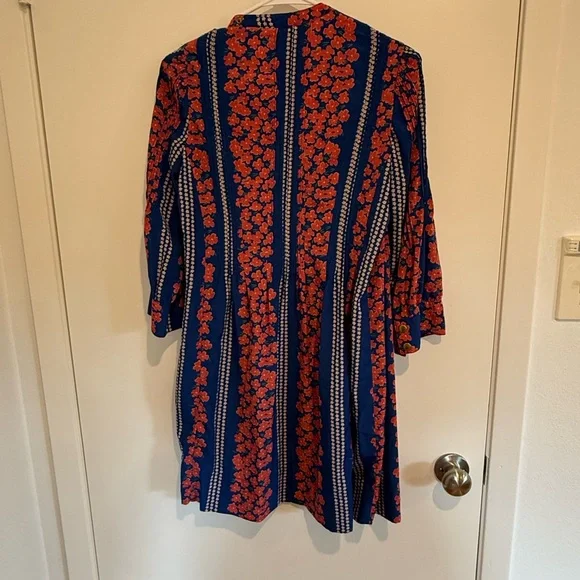 Anthropologie Blue and Red Long Sleeve Dress - Picture 3 of 3